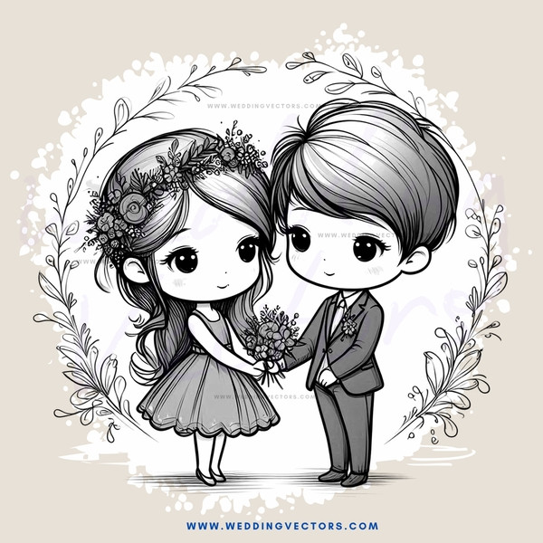 a young couple holding flowers