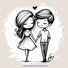 a couple holding hands with an "i" behind them