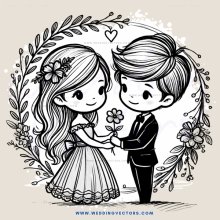 a couple holding hands and flowers