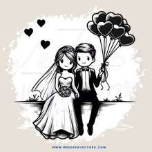 couple posing with balloons and love hearts