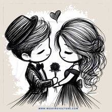 a boy and girl with flowers