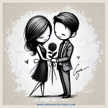 love story with black and white drawing