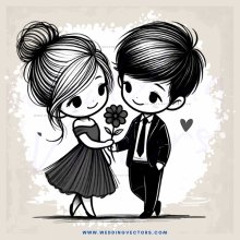 a couple exchanging love flowers