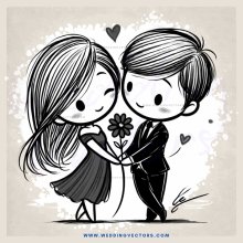 two people holding hands and flowers