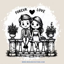 forever love couple picture in the sculpture flower pot