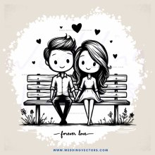 a romantic couple on a bench