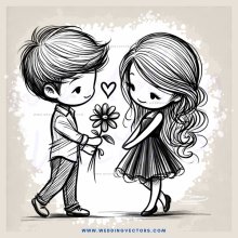boy and girl sharing a flower