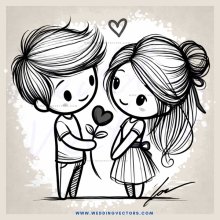 two people with hearts and flowers