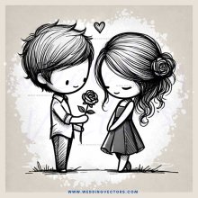 boy and girl holding roses and flowers