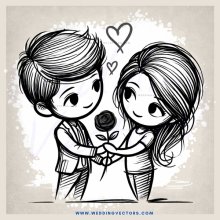 a heartwarming cartoon illustration of two lovers