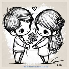 a boy and girl holding hands over a flower