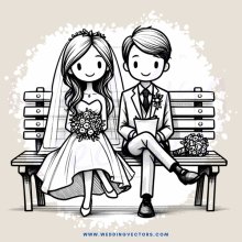couple on a bench holding flowers and rings