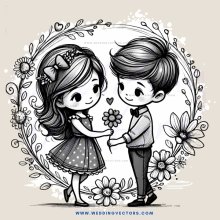 a couple in flower baskets