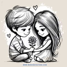 boy and girl holding flower
