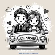 a car with a just married sign