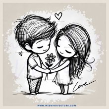 a couple embracing with a flower in between