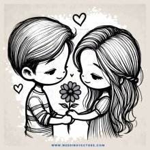 love icon with flowers and hearts