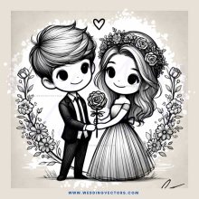 a couple holding flowers and smiling