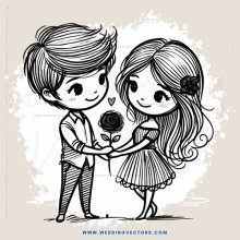 boy and girl share a rose