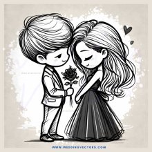 boy and girl with rose bouquet