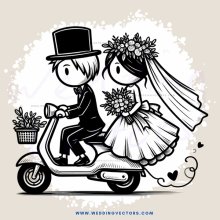 wedding couple on motorcycle