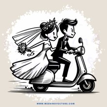 couple on scooter for honeymoon ride