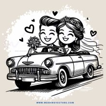 happy couple in a car