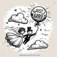 just married cartoon