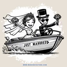 a couple celebrating their marriage on a boat