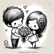 two kids holding flowers