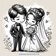 a bride and groom in love