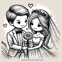 engagement picture of bride and groom with flower bouquet
