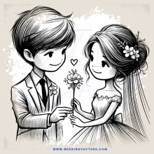 lovebirds holding flowers