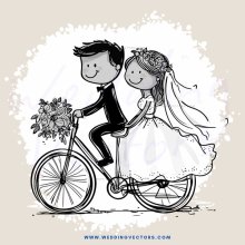 a couple riding a bike with flowers