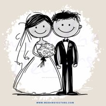 wedding bride and groom cartoon