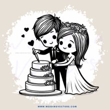 cutting wedding cake picture in black and white