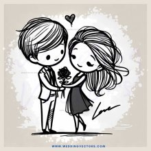 a cartoon illustration of a man and woman holding hands