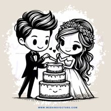 a couple cutting their wedding cake