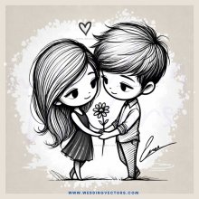 love in black and white illustration