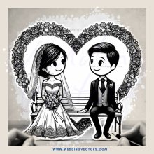 a heart shaped picture of a man and woman sitting on a bench