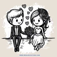 a newlywed celebration (cartoon style)