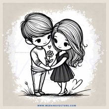two people holding hands and flowers