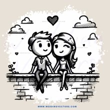 couple on brick wall in love