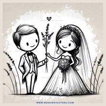 wedding illustration in black and white