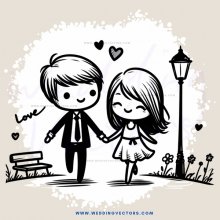 a couple walking and holding hands on benches