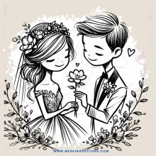 couple posing with flowers and leaves as background