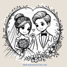 the newlyweds holding flowers together