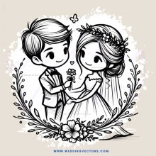 a wedding bride and groom in black & white
