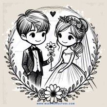 a boy holding a flower for a bride