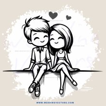 boy and girl sitting on wall